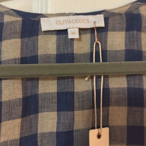 Olivaceous Wrap Tie Crop Top - Blue Checker - BRAND NEW - Tags - Size Medium - Picture 3 of 5